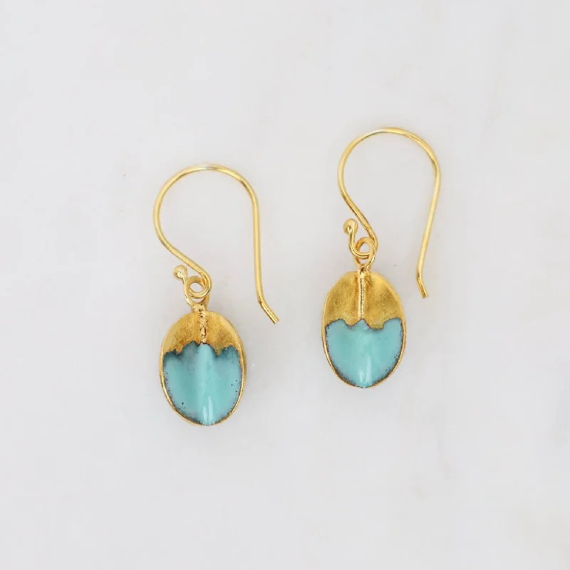 Small Architectural Sphere Earrings in Teal