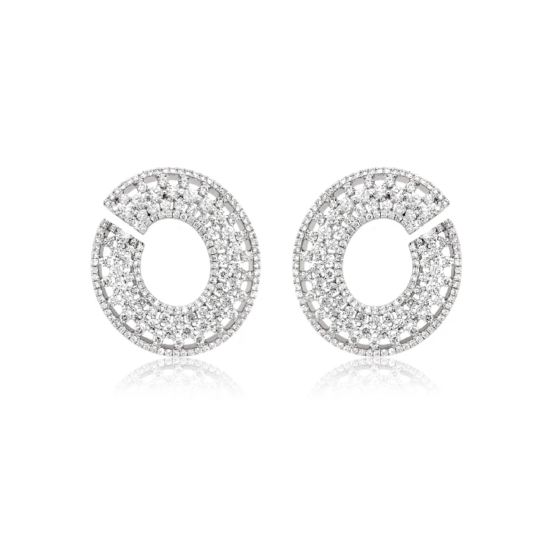 Split Circle Diamond Earrings