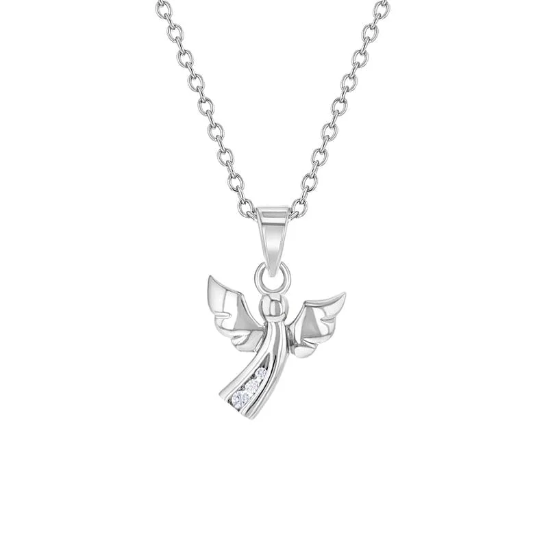 Small CZ Guardian Angel Kids Necklace