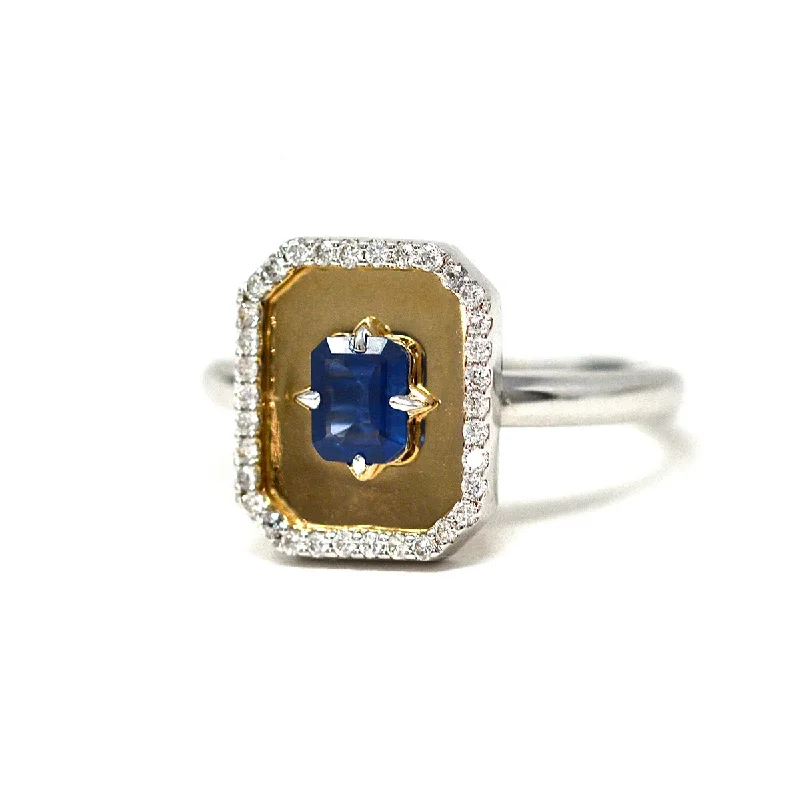 Two-Tone Sapphire Portrait Ring