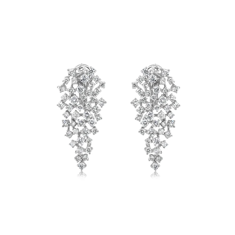 White Gold Diamond Cluster Earrings