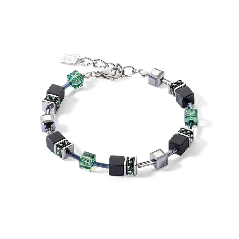 Onyx and Green GeoCube Bracelet