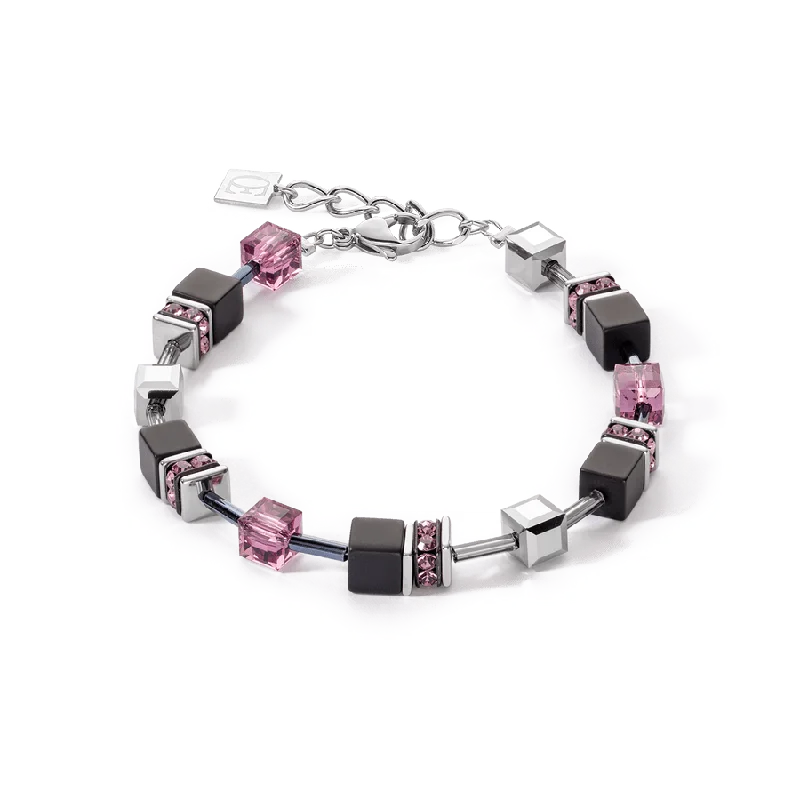 Onyx and Amethyst GeoCube Bracelet