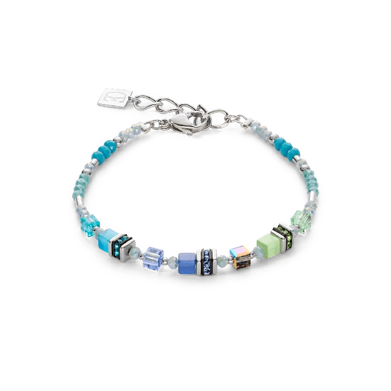 Blue-Green Sparkling Cube Story Bracelet