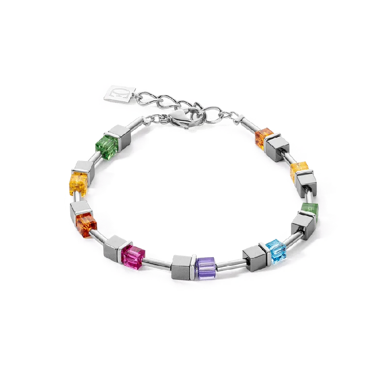 Rainbow and Hematite Cube Bracelet