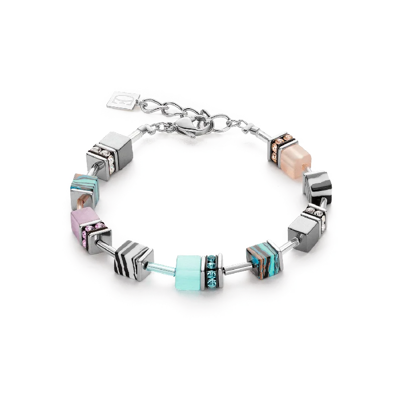 Aqua Pink Candy GeoCube Bracelet