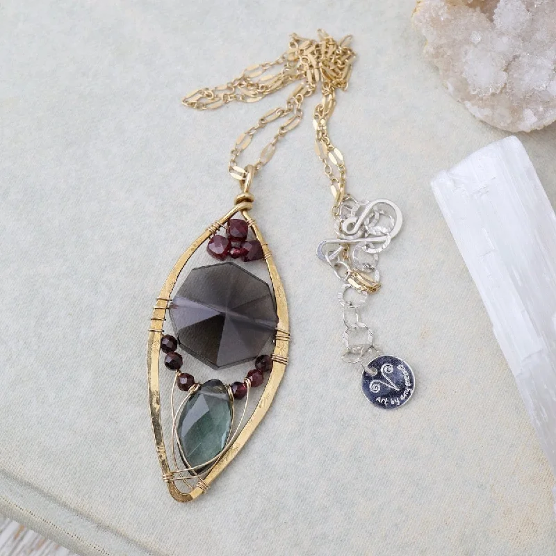 Smokey Quartz Keyhole Necklace