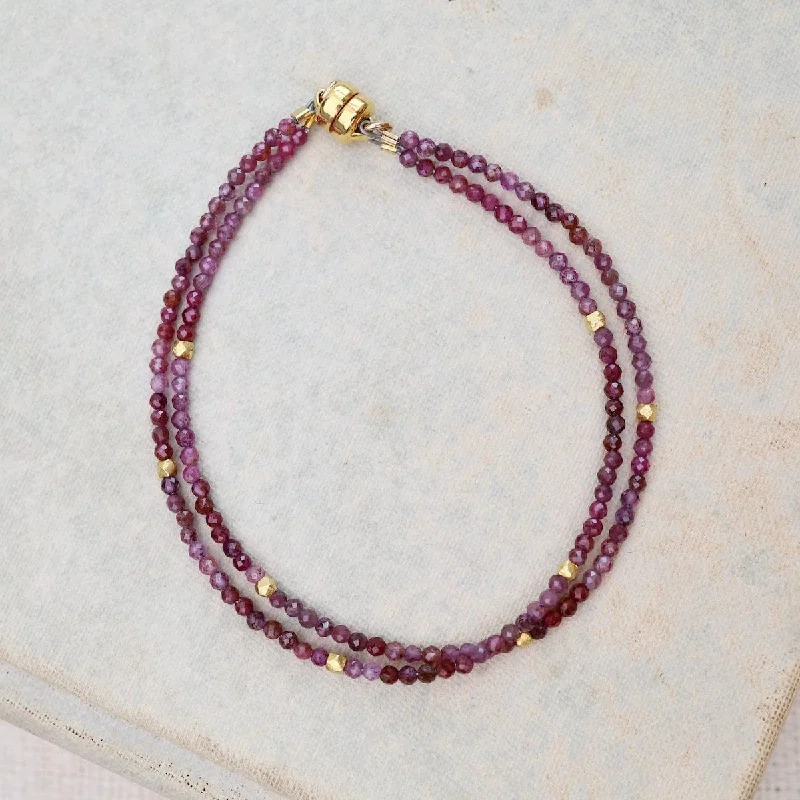 Double Ruby Magnetic Clasp Bracelet