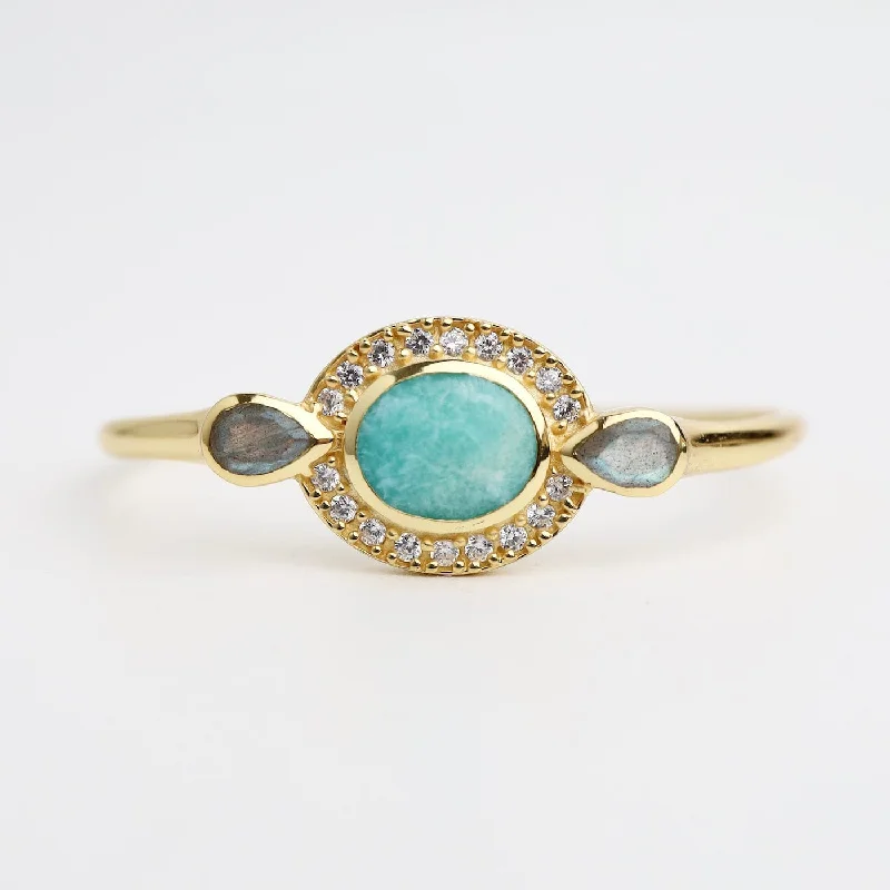 Amazonite & Pave Zirconia Cuff Bracelet