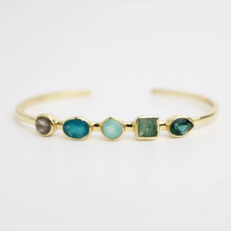 Green Tourmaline, Aventurine, Labradorite Cuff Bracelet