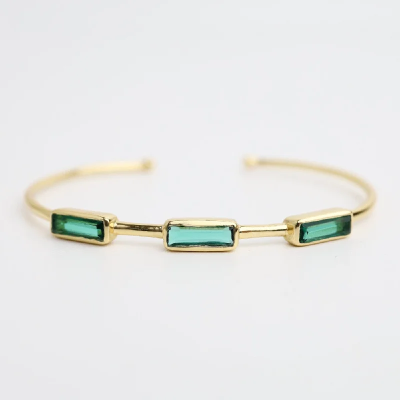 Green Tourmaline Baguette Cuff Bracelet