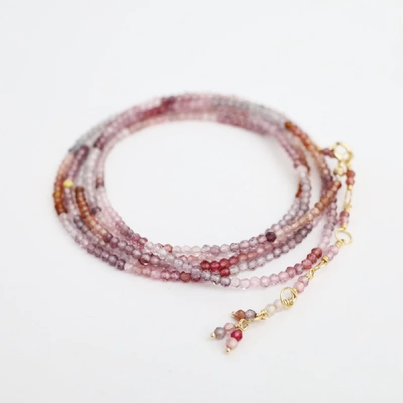 Multicolored Spinel Wrap Bracelet & Necklace with 18k Hex Bead