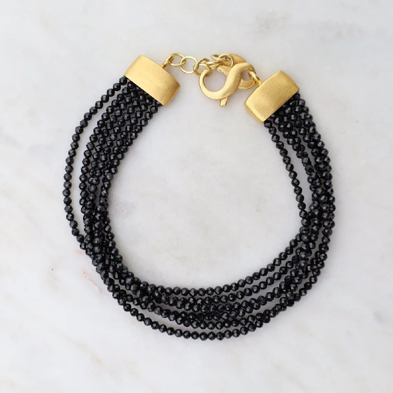 Multi Strand Black Spinel Bracelet