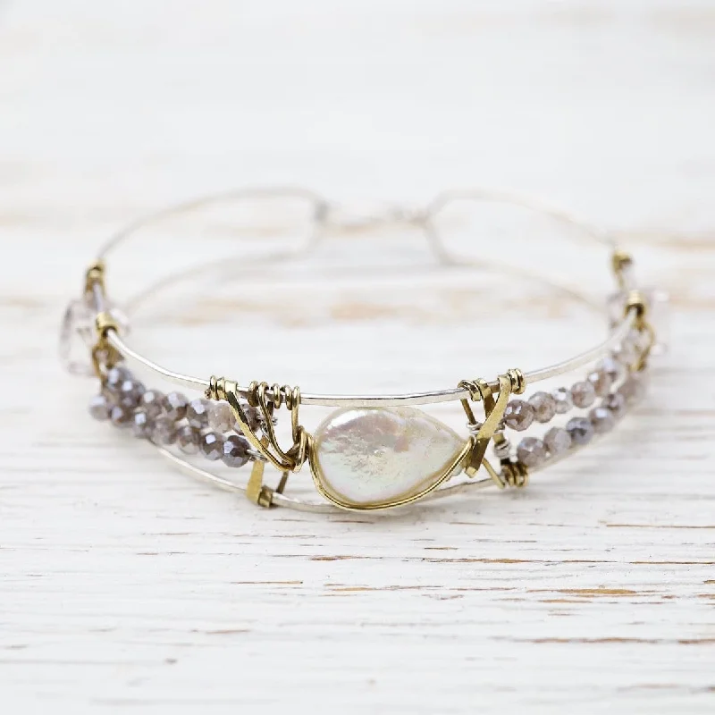 Freshwater Pearl and Moonstone Bracelet