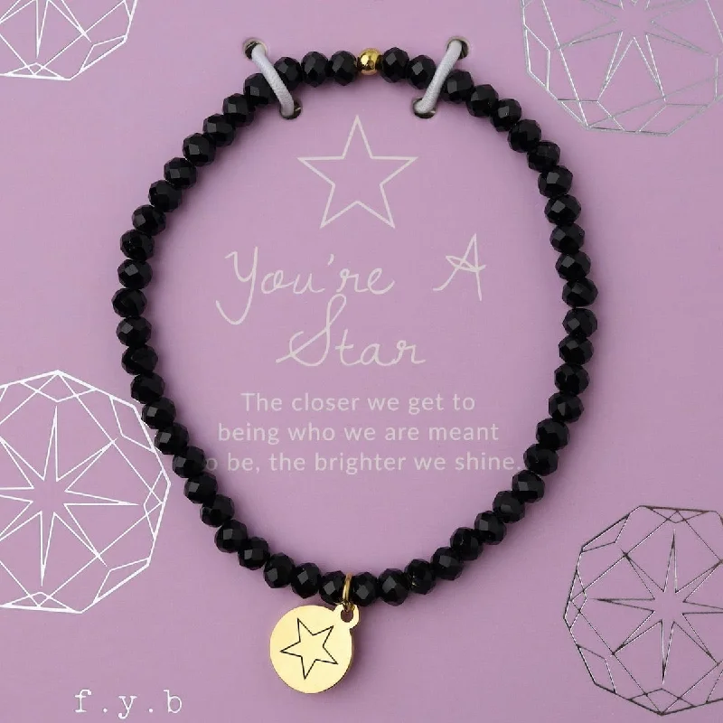 You're a Star - Stretchy Black Crystal Bracelet