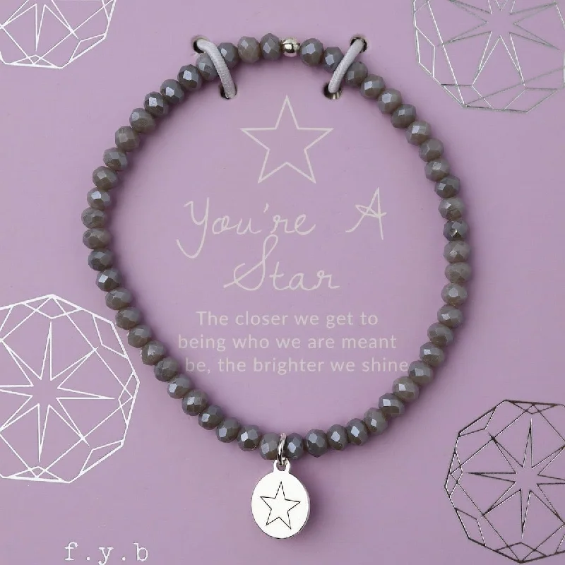 You're a Star - Stretchy Grey Crystal Bracelet