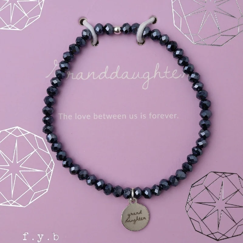 Granddaughter - Stretchy Navy Crystal Bracelet