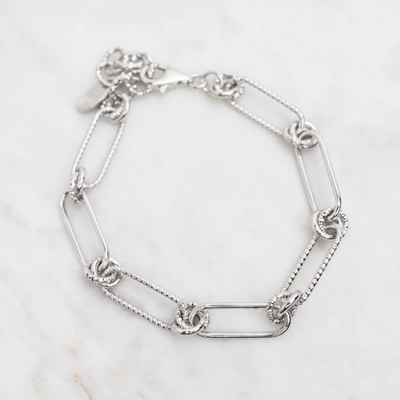 Smooth & Textured Paperclip & Circle Bracelet