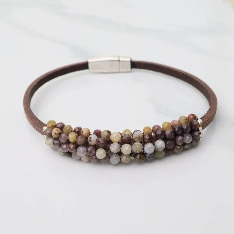 Multi-Color Sapphire Leather Bracelet