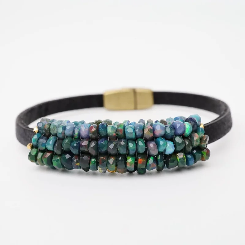 Hand Stitched Black Opal Bracelet