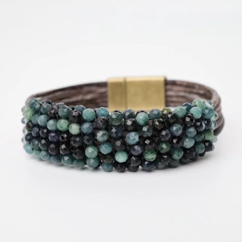 Hand Stitched Blue Tourmaline Bracelet