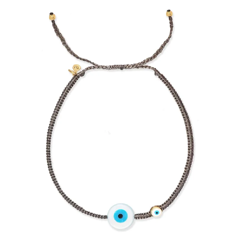 Round Shell Evil Eye Macrame Bracelet