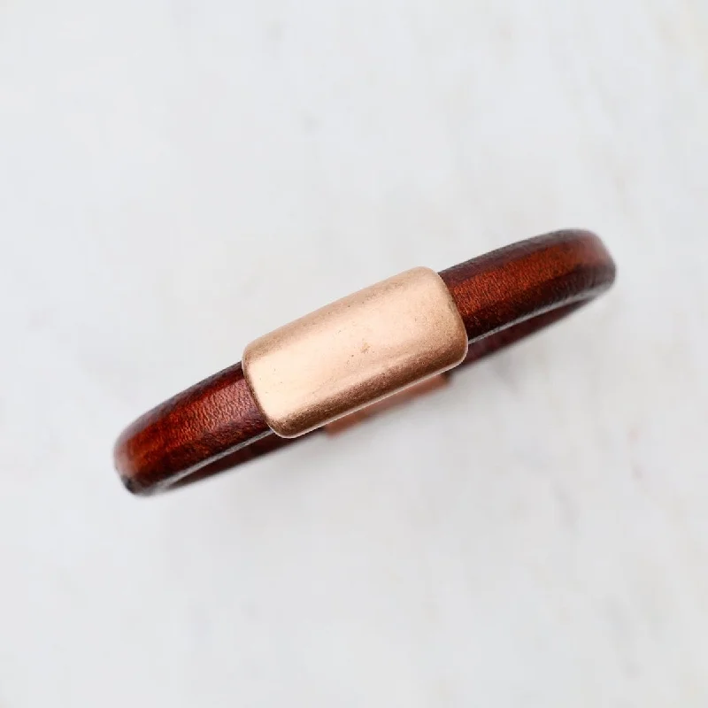 Copper North Brown Leather Bracelet