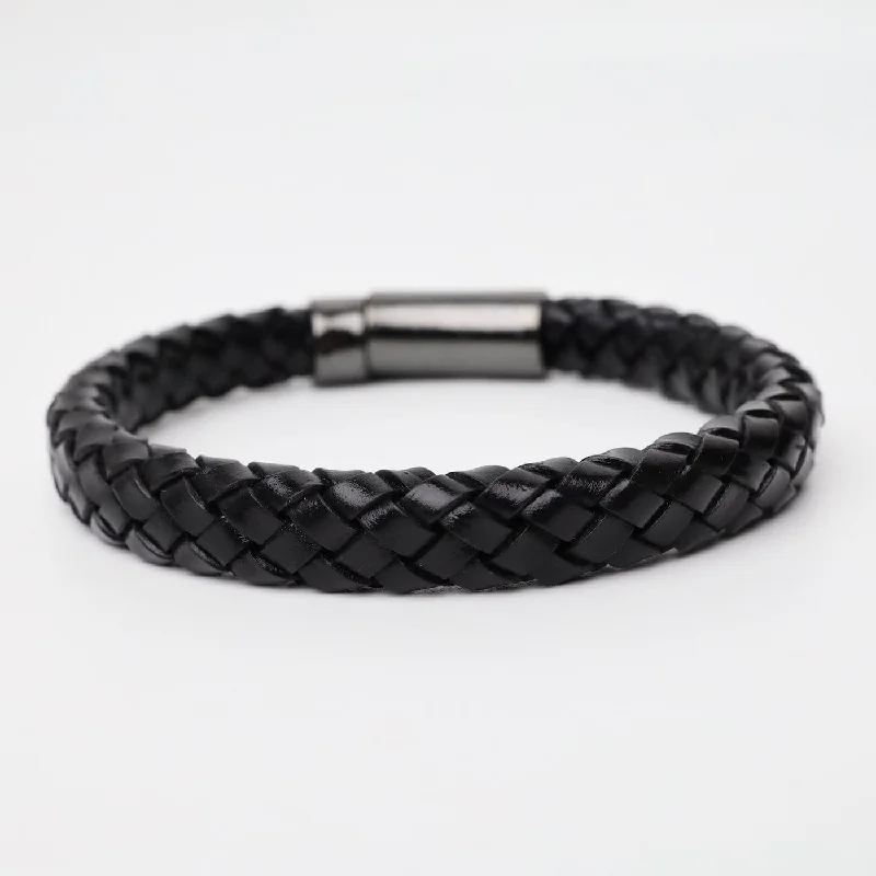 Braided Black Leather Bracelet