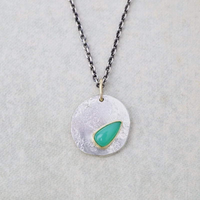 Chrysoprase Teardrop Medallion Necklace - One of A Kind