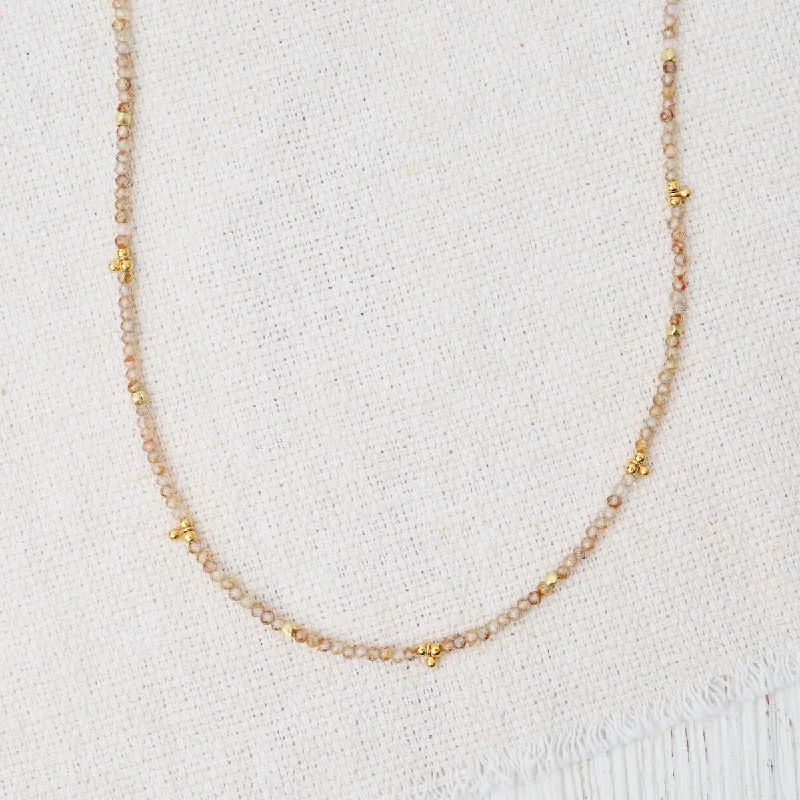 Orange Zircon, & 24k Vermeil Bead Necklace