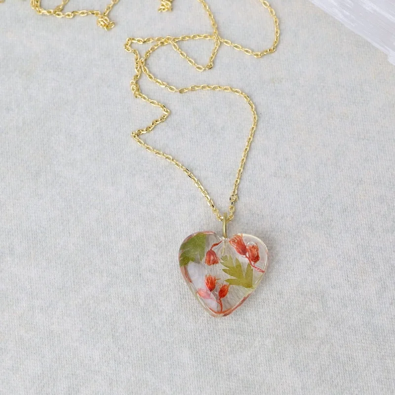 Botanical Mini Heart Necklace - "Holly and the Joy" December Birthday Month