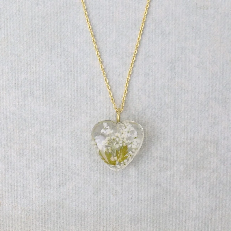 Botanical Mini Heart Necklace - Hawthorn May Birthday Month