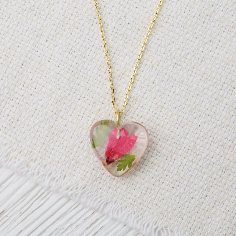 Botanical Mini Heart Necklace - Chrysanthemum November Birthday Month