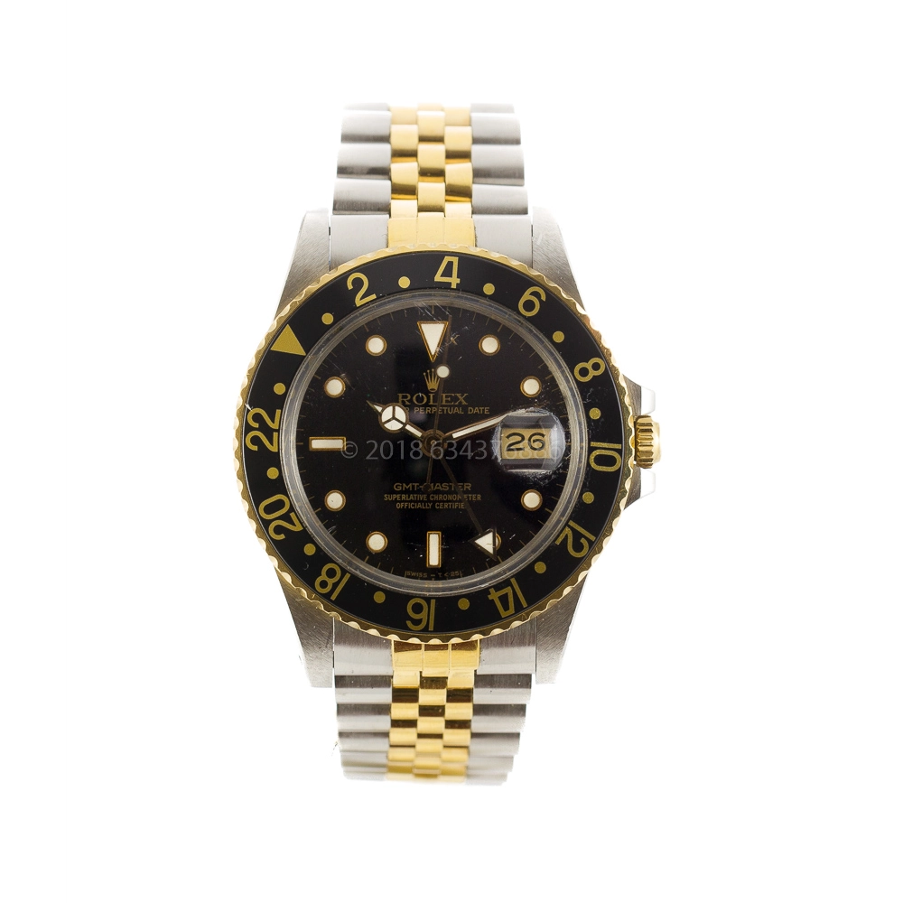 Rolex GMT Master SS/YG Watch Black Dial Jubilee Bracelet 40mm Automatic (Preowned)