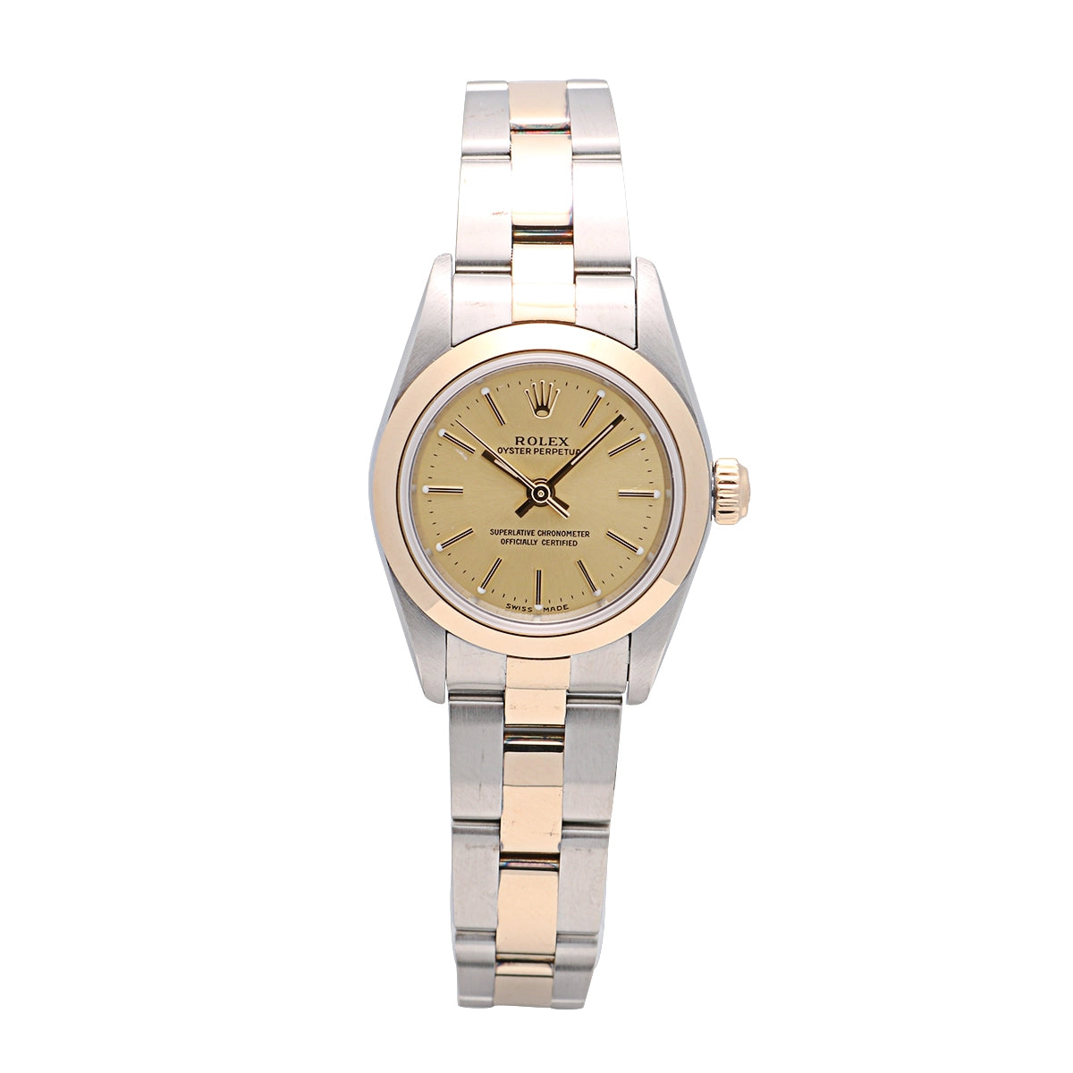 Rolex Oyster Perpetual SS/YG Champagne Dial Oyster Bracelet 26mm Automatic (Preowned)