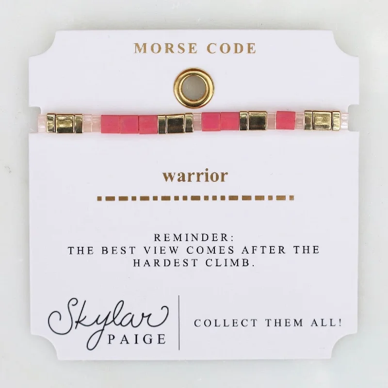 Warrior - Morse Code Tila Beaded Bracelet