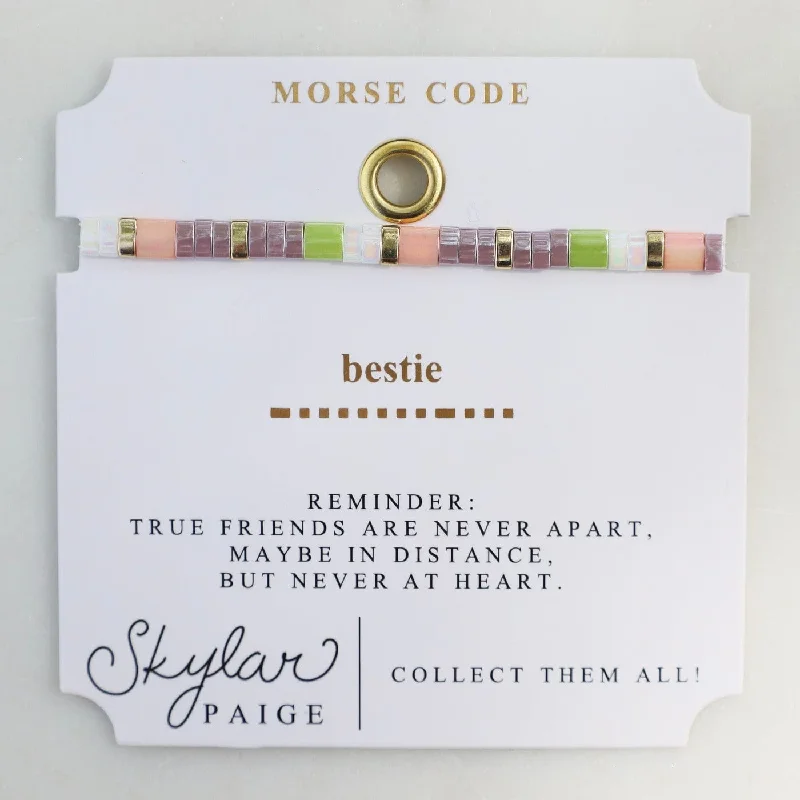 Bestie - Morse Code Tila Beaded Bracelet