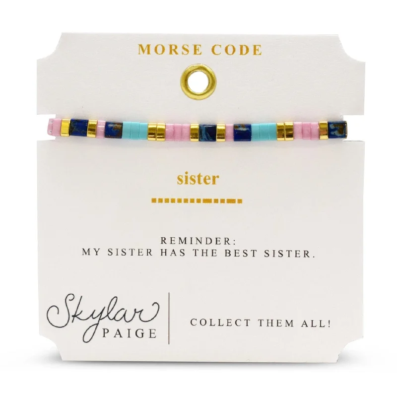 Sister - Morse Code Tila Beaded Bracelet