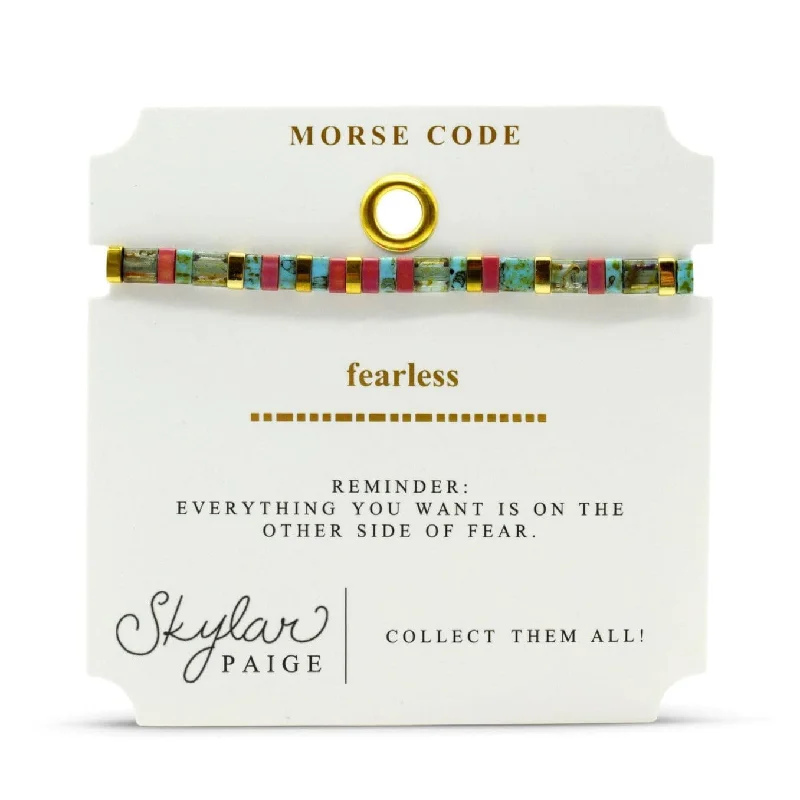 Fearless - Morse Code Tila Beaded Bracelet